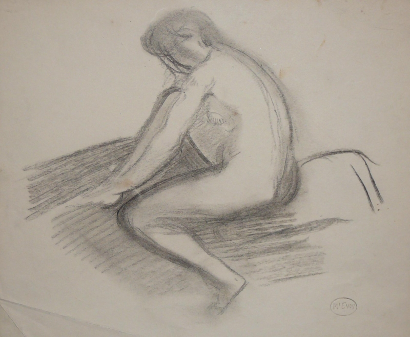 Charcoal sketch, seated nude 1152
